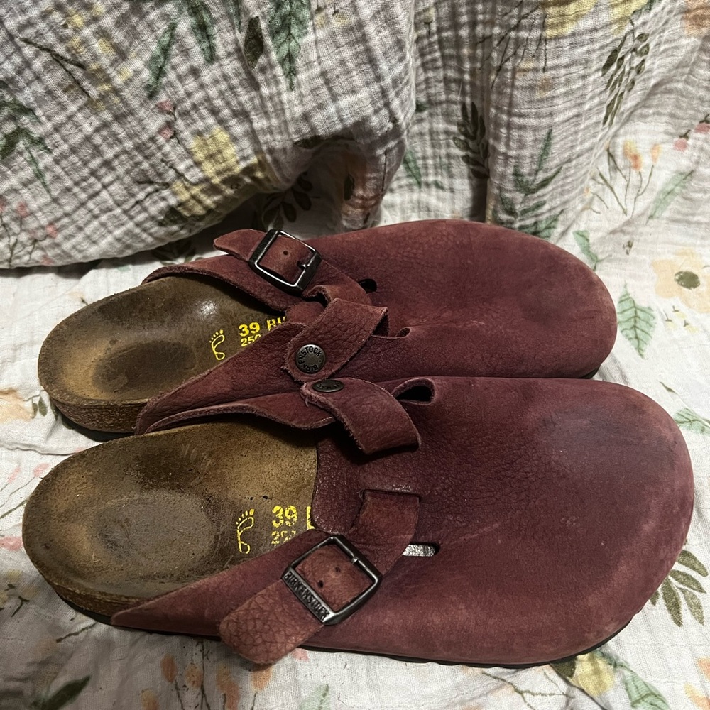 Birkenstock Boston Vintage Zinfandel Pebbled Leather Clogs - Picture 5 of 6
